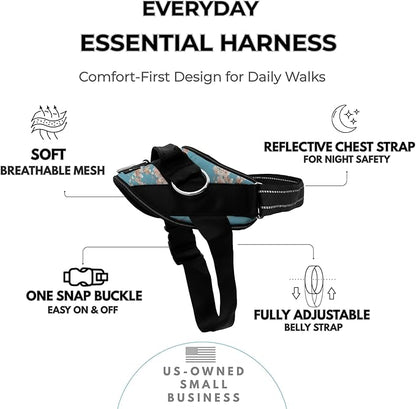 ShawnCo Essential Dog Harness, No-Pull Pet Vest with 3 Leash Clips, No Choke, Reflective, Adjustable and Padded, for Easy Walking and Training for Small, Medium and Large Dogs (Freckle's Garden, S)
