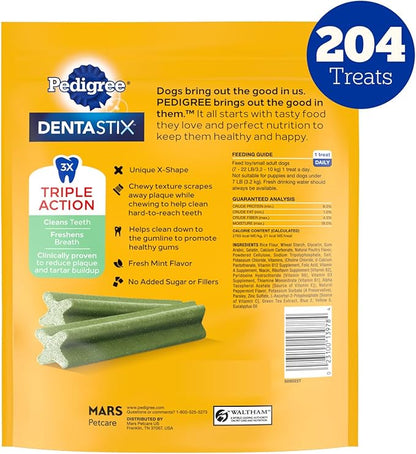 Pedigree Dentastix Dental Chews for Dogs, Small and Toy Breed Dog Treats, Fresh Flavor, (4) 51ct Bags (204 Treats Total)