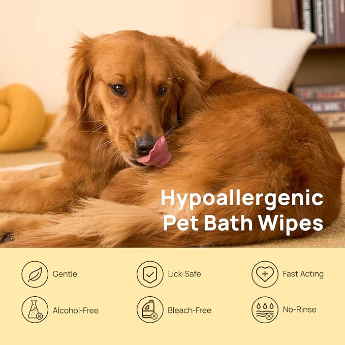HICC PET Cleaning Deodorizing Glove Wipes for Dogs & Cats, Vet Recommended Hypoallergenic Hydrating & Nourish Fur Pet Grooming Glove Wipes, Pet Bathing Wipes for Horse Coat Care,20pcs Verbena Scent