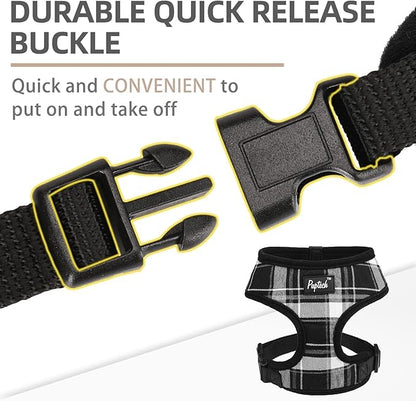 PUPTECK Soft Mesh Dog Harness and Leash Set Pet Puppy Cat Comfort Padded Vest No Pull Harnesses, Black, M