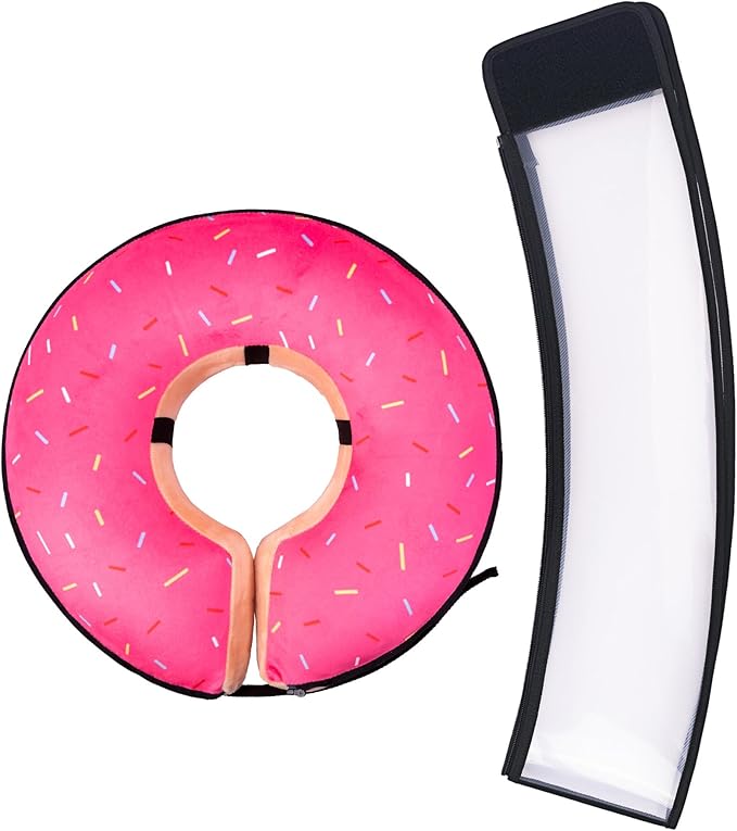 Transparent Shield Accessory for Inflatable Dog Cone Collar,Clear Shield Replacement with Zipper, Paired with MARIYAGO Inflatable Dog Donut Collar for Use (Blak Transparent, Medium)