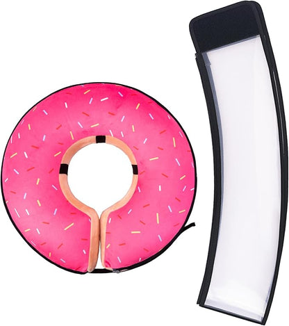 Transparent Shield Accessory for Inflatable Dog Cone Collar,Clear Shield Replacement with Zipper, Paired with MARIYAGO Inflatable Dog Donut Collar for Use (Blak Transparent, Medium+)