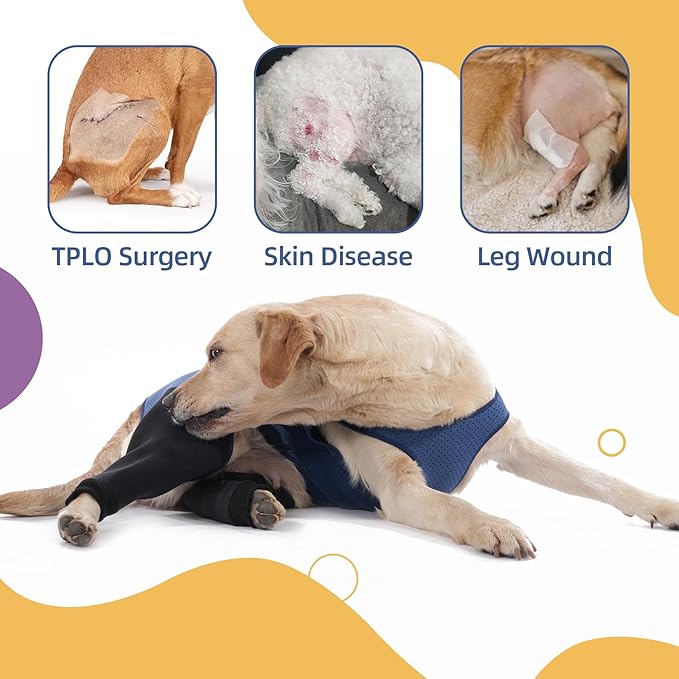 Dog Hind Leg Recovery Sleeve Dog Recovery Suit Breathable, Sleeve to Stop Licking and Biting Firm and Secure, Adjustable Size, Comfortable Alternative to Cone Collars (Rear Both Leg，3XL)