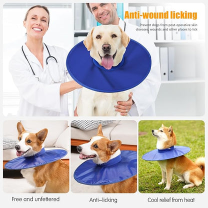 Dog Recovery Collar,Dog Soft Cone Collar Alternative After Surgery,Adjustable,Breathable E Collar for Large/Medium/Small Dogs Cats,Blue S