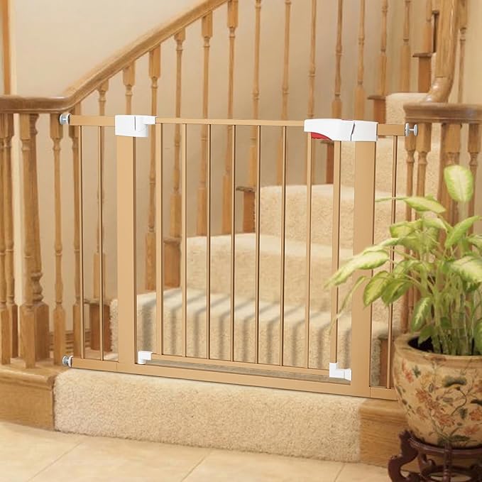 HIDROSIL Pet Gate Door Fits for Stairs, Narrow and Wide Doorways with Auto Close, Easy Install, Pressure Mounted for Pets, Dog/Puppy, Yellow