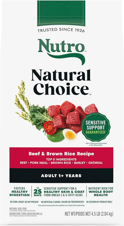 Nutro Natural Choice Dry Dog Food, Adult Dog Food Dry Beef and Brown Rice Recipe, 4.5 lbs.