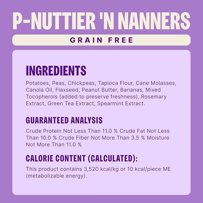 Wellness Old Mother Hubbard Classic Grain Free P-Nuttier'n Nanners Dog Biscuits, Natural Training Treats, Peanut Butter and Banana Flavor, Mini Size. 16 oz Bag