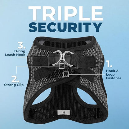Best Pet Supplies Voyager Step-in Air All Weather Mesh Harness and Reflective Dog 5 ft Leash Combo with Neoprene Handle, for Small, Medium and Large Breed Puppies - Gray (2-Tone), S