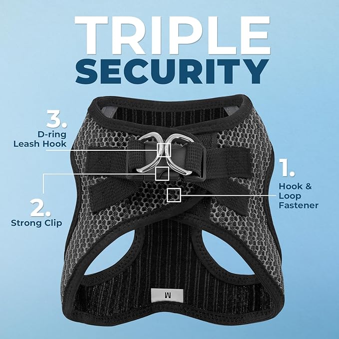 Best Pet Supplies Voyager Step-in Air All Weather Mesh Harness and Reflective Dog 5ft Leash Combo with Neoprene Handle, for Small, Medium and Large Breed Puppies - Set (Gray 2-Tone), Medium
