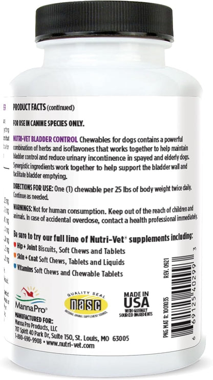 Nutri-Vet Bladder Control Supplement, Cranberry Supplement, Dog Products, Immune Support, Helps Dog Urinary Incontinence, Bladder Control Pills, Urinary Tract Health, Puppy Support, 90 Tablets