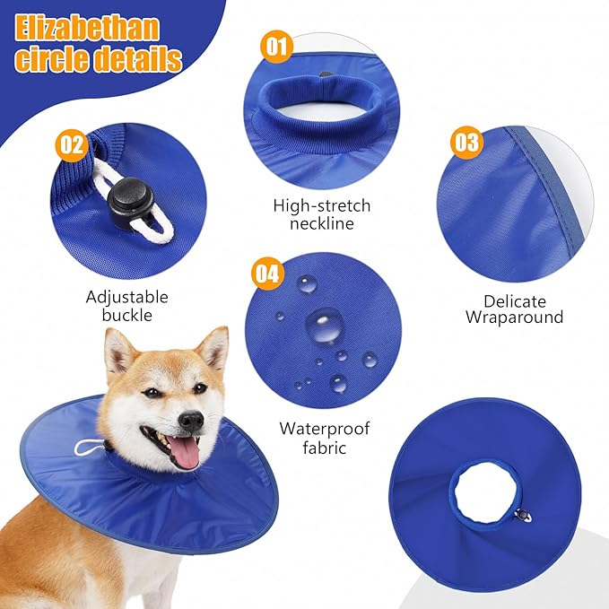 Dog Recovery Collar,Dog Soft Cone Collar Alternative After Surgery,Adjustable,Breathable E Collar for Large/Medium/Small Dogs Cats Blue L