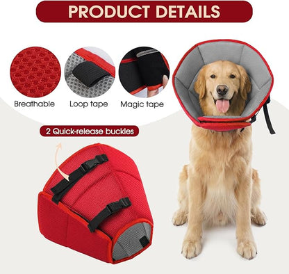 Dog Cone Collar After Surgery for Medium Dogs, Adjustable Soft Recovery Cone for Dogs to Stop Licking Biting, Comfortable Pet Elizabethan Alternative for Wound Healing