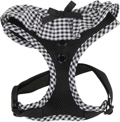 Puppia Vivien Dog Harness Over-the-Head All Season Cute No Pull No Choke Walking Training Adjustable for Small Dog, Black, Small