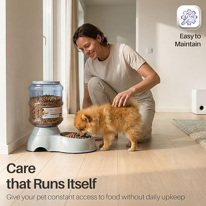 Flexzion Gravity Pet Feeder Food Dispenser (4-6 lb Size) for Dogs Cats Automatic Replenish Dry Food Storage Container Bowl for Small Medium Breed Dog Cat Animal Feeding Watering Fountain Supplies
