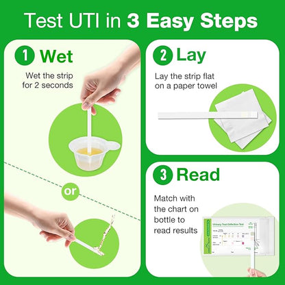 Easy@Home Urinary Tract Infection Tests: UTI Testing Strips with Reliable Results, Fast Urine Test Urinalysis for Bladder Infections UTIs, Individual Packet (UTI-3 Pack)