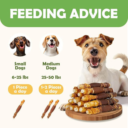 MON2SUN Dog Treats, Triple Flavor 5 Inch Chicken Liver Duck and Chicken Wrapped Rawhide Snacks for Small and Medium Dogs, 10.58 Oz (15 Count-Pack of 2)