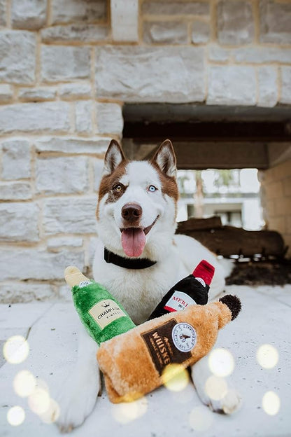 ZippyPaws Happy Hour Crusherz- Interactive Dog Toys to Keep Them Busy, Squeaky Plush Toy for All Breeds, Gift for Small, Medium, & Large Dogs, Drink Themed Crinkle Water Bottle Toy- 3-Pack of Spirits
