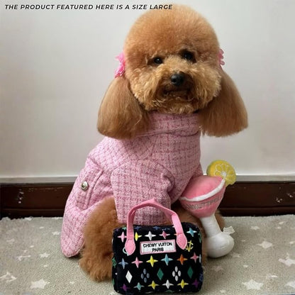 Haute Diggity Dog Chewy Vuiton Handbag Plush Squeaky Dog Toy, Soft Durable Designer-Inspired Stuffed Puppy Chew Toys for Small & Medium Dogs, Machine-Washable (Black Monogram) Large