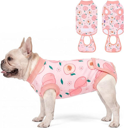 cyeollo Dog Surgery Recovery Suit, Soft Dog Onesie, E-Collar & Cone Alternative, Spay Neuter Suit for Male Female Dogs, Anti-Licking Wound Surgical Clothes, Comfy Body Suit for Small Dogs, Peach XS