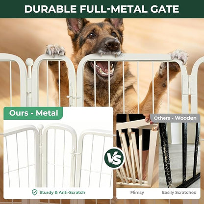 FXW Dog Gate Extra Wide Designed for Indoor Use, Adjustable Width Up to 111-inch Wide (45" H 4 Wire Panels for Large Dogs), White