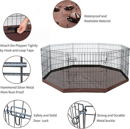 NEZUC Foldable Metal Dog Exercise Playpen Gate Fence Dog Crate 8 Panels 36 Inch Height Puppy Kennels with Bottom Pad for Animals Outdoor Indoor (with Bottom pad, 8 Panels 36" H)