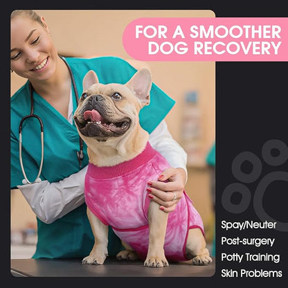 FUAMEY Surgery Recovery Suit for Large Dogs,Dog Surgery Suit Female Spay Male Dogs Neuter Recovery Shirt Dog Onesie Anti Licking Abdominal Wounds Pet Bodysuit Skin Conditions Rose Dye L
