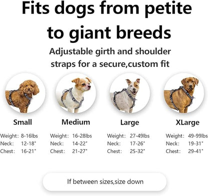 Roses&Poetry Dog Harness for Large Dogs, 6 Point Adjustable Fit No Pull Harness with Handle for Control and Easy Walking, Reflective Pet Halter Harnesses（Blackwhite-L）