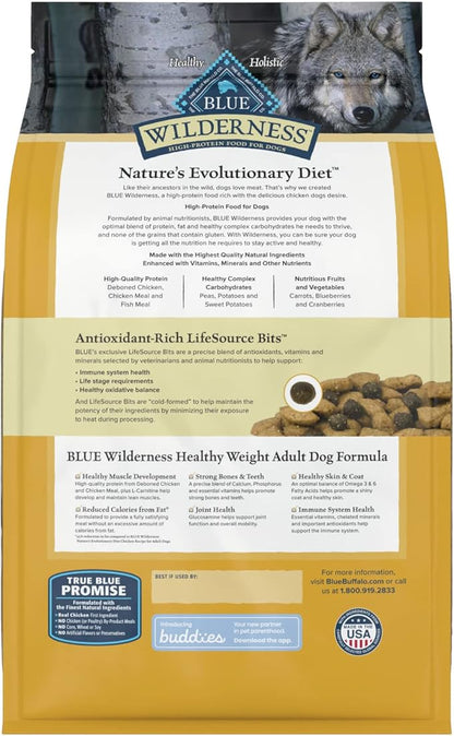 Blue Buffalo Wilderness High Protein, Natural Adult Healthy Weight Dry Dog Food, Chicken 4.5-lb