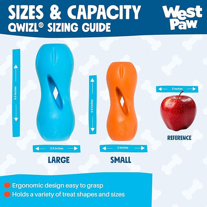 West Paw Qwizl Durable Zogoflex Dog Puzzle Toy for Mental Stimulation, and Enrichment - Treat Dispensing for Bully Sticks and Dental Sticks - Dishwasher Safe - Made in USA - Small - Aqua