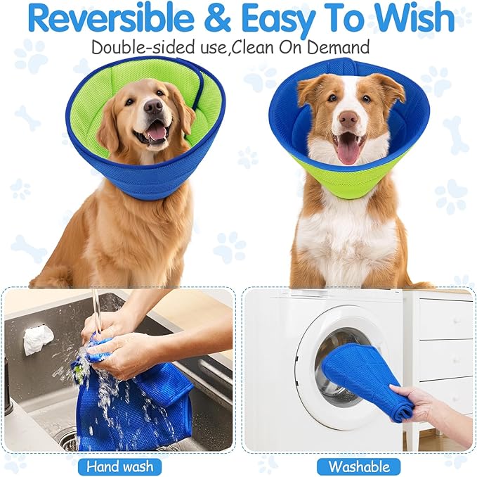 Upgrade Soft Dog Cone Collar, Dog Cone Alternative to Stop Licking After Surgery, Adjustable Comfy Cones for Small/Medium/Large Dogs, Light-Weight Mesh Fabric Elizabethan Collars (XS)