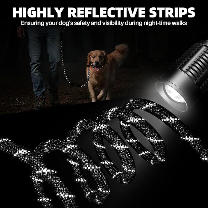 SlowTon Slip Lead for Dogs - Hands Free No Tangle Adjustable 5-7 FT 1/2” Rope, Heavy Duty Nylon Leash for Large Medium Dogs that Pull, No Pull Training Slip Leashes, 20-120lb, Dark Grey