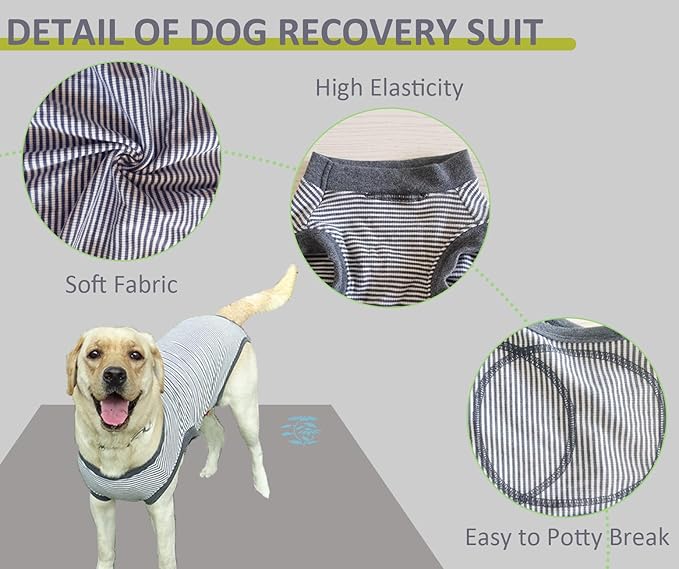 Dog Recovery Suit, Dog Surgical Recovery Suit, Onesie Bodysuit for Surgery Neuter Male Female, Spay Shirt for Anti Licking, Gray, XL