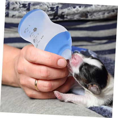 VANZACK 2PCS PET Nursing Bottle Set Silicone Nipple Feeding Bottles for Puppies and Kittens Portable Milk Feeder for Small Animals for Travel and Outdoor Use