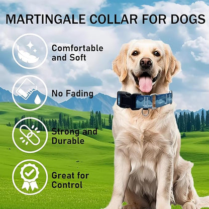 Martingale Collar for Dogs with Buckle Dog Collar Adjustable Soft Nylon Boy Dog Collars for Medium Dogs, Blue Sunset