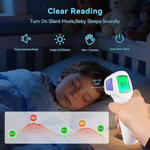 Berrcom Non-Contact Infrared Forehead Thermometer, 3-in-1 Digital Fever Check Temperature Gun for Baby Infant Kids Adults, Fast Accurate - Purple