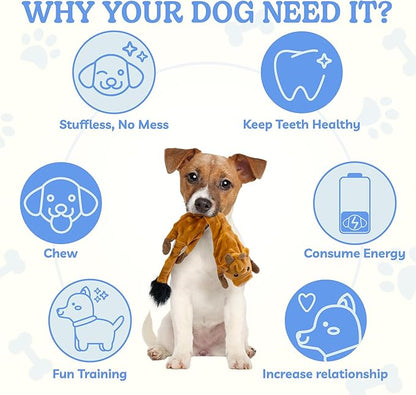 SHARLOVY Dog Squeaky Toy, Bubble Plush Puppy Teething Pet Toy, Crinkle No Stuffing Animals Dog Toy, Doggies Chew for Large Small Medium Breeds