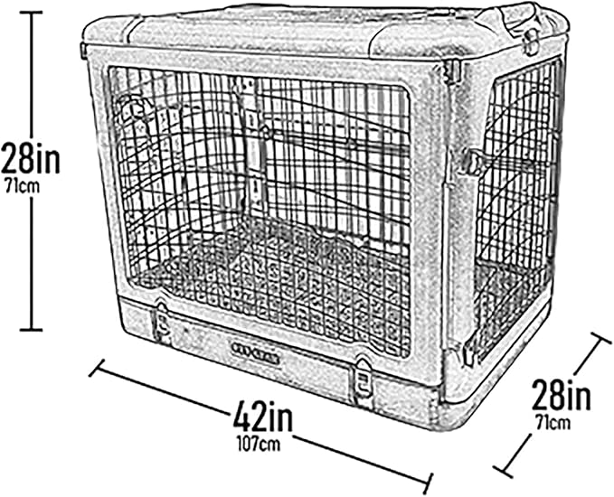 Pet Gear “The Other Door” 4 Door Steel Crate for Dogs/Cats with Garage-Style Door, Includes Plush Bed + Travel Bag, No Tools Required, Willow, 42 Inch