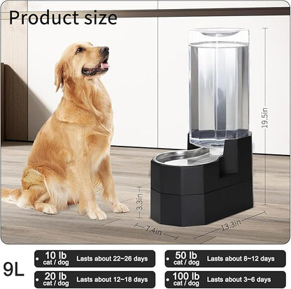 Sfozstra Elevated Dog Water Dispenser: 9L Gravity Auto Refill -Senior & Joint-Friendly Comfort Height - Leak-Proof - Stainless Steel Bowl -for Large Dogs -Multi-Pet Homes -Kitchen/Living Room/Garage