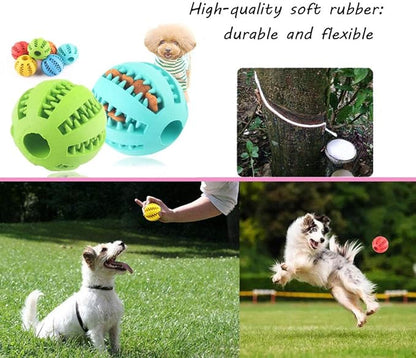 Sunglow 2 Pack Teething Toys Ball for Small/Medium/Large Dogs and Puppies, Nontoxic, Cat, Bite Resistant, Food Treat Feeder, Chew Tooth Cleaning Exercise Game, IQ Training
