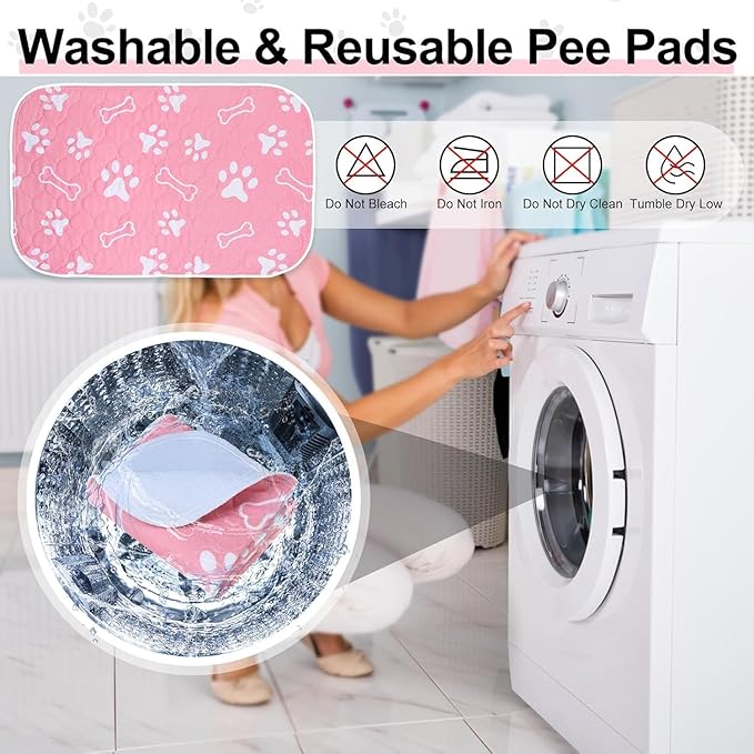 BEAUTYZOO Washable Pee Pads for Dogs, 72" x 72" Extra Large Reusable Puppy Pads, Absorbent Potty Training Dog Mats, Non-Slip Pet Whelping Pads for Incontinence, Housebreak, Crate, Bed, Playpen, Pink