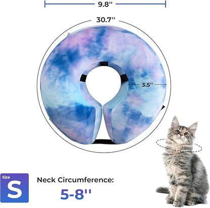 Dog Cone, Uadonile Inflatable Cone Collar for Dogs and Cats, Dog Neck Collar Recovery E-Collar Alternative After Surgery, Elizabethan Collar for Dogs Recovery(Tie-dye Purple Blue, S)