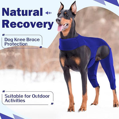 ROZKITCH Dog Suit for Surgery Recovery for Rear Right Left Leg, Pet Prevent Licking Wound Elbow Protector, Dog Rear Leg Sleeve to Stop Licking for Sprain ACL CCL Arthritis Joint Care Blue S