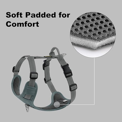 Plutus Pet No Pull Dog Harness, Reflective Adjustable Dog Vest Harness with Handle, Escape Proof, Soft Padded for Small Medium Large Dogs (Gray, S)