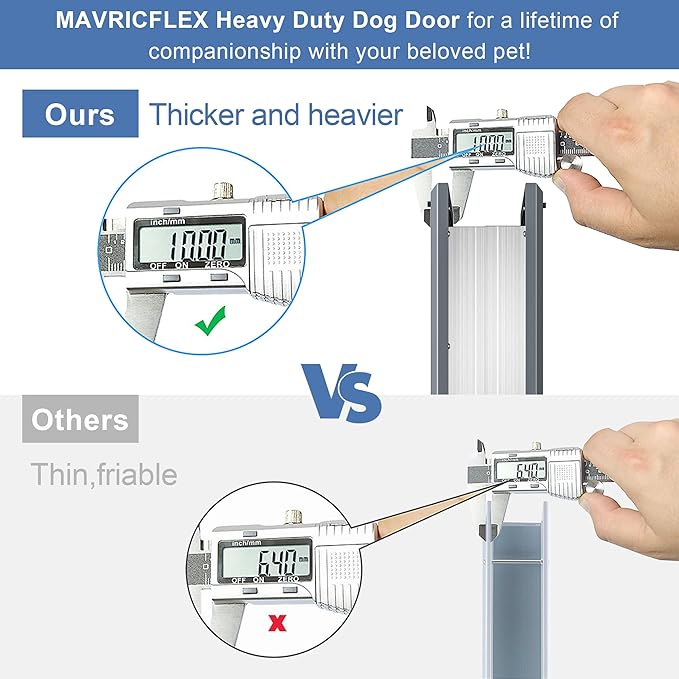 MAVRICFLEX Heavy Duty Doggy Door with Sliding Lock Panel, Aluminum Large Dog Door with Magnetic Double Flaps Dog Door for Large Dogs Up to 40lbs, Medium, Dark Gray
