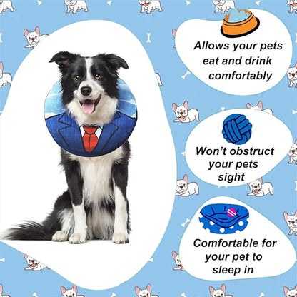 Inflatable Dog Cone Collar for Large Medium Small Dogs to Stop Licking, Soft Dog Cone Alternative Donut Collar After Surgery (Blue, L)