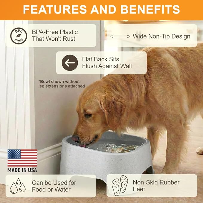 Neater Pet Brands Extra Large Water Bowl for Dogs, Elevated Outdoor Dog Water Bowl (1.25 Gallon XL Capacity), Big Trough Style Food Dish for Indoors or Outside, No Spill Large Dog Bowls, Vanilla Bean