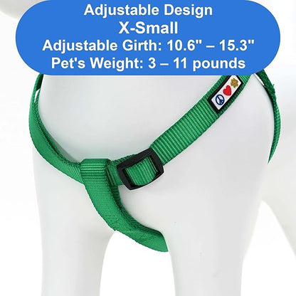 Pawtitas Solid Step-in Dog Harness – Adjustable No-Pull Vest for Puppies to Seniors, Safe & Comfortable XS Lush Green