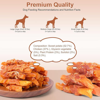 Soft Dog Treats Chicken Sweet Potato Sticks Puppy Easy to Digest Training Snacks Chicken Wrapped Sweet Potato 0.5lb/227g