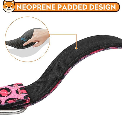 Reflective Dog Collar, Adjustable Soft Neoprene Padded Nylon Pet Collars with Buckle for Puppy and Small Dogs, Cats, Leopard Pink,S