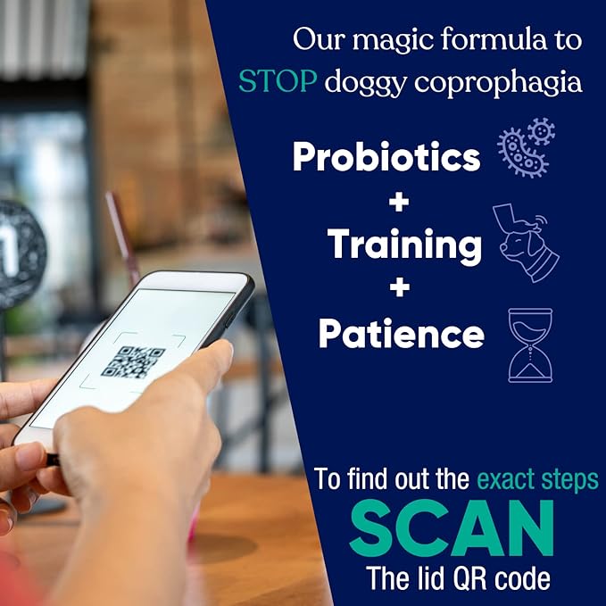Probiotic - Coprophagia Treatment for Dogs - Stop and Prevent Dog from Eating Poop - No Stool Eating, Deterrent and Prevention - Probiotics Powder for Cats, Dogs & Puppies